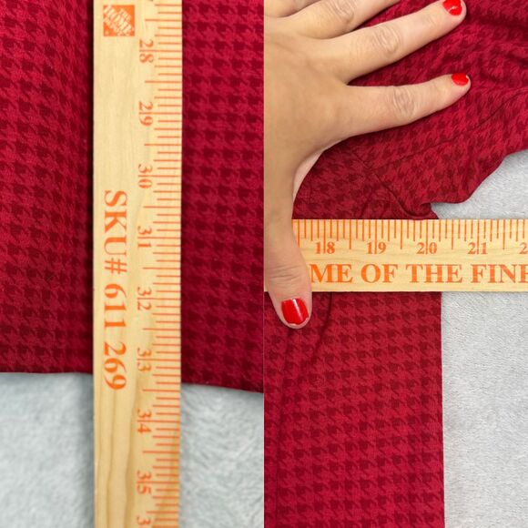 Cabi Celebration Houndstooth Ruffle Longline Jacket Women Large Red Square Ponte - Picture 13 of 14